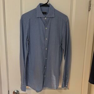 Ermenegildo Zegna Blue Gingham Button Down Shirt